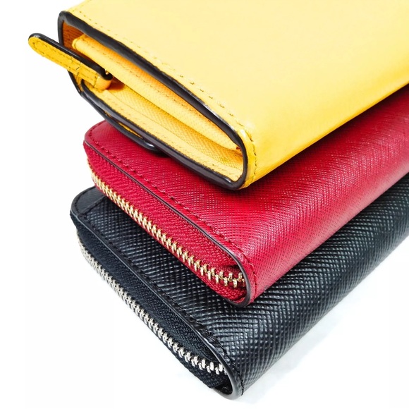 YOU GET 3 Michael Kors Long Wallet Set of 3 Blk, yellow & red like new - Picture 4 of 17